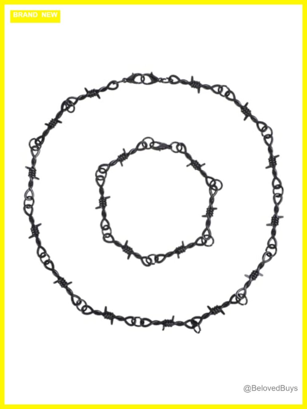 Barbed Wire Necklace Bracelet Set Punk Thorn Metal Grunge Jewelry